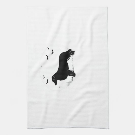 Australian Shepherd Dog � Halloween Moon Silhouett Theedoek (Verticaal)