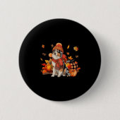 Australian Shepherd Dog Herfst Sjaal Leopard Pompo Ronde Button 5,7 Cm (Voorkant)