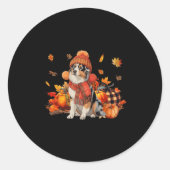 Australian Shepherd Dog Herfst Sjaal Leopard Pompo Ronde Sticker (Voorkant)
