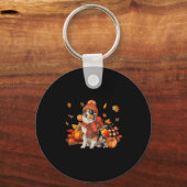 Australian Shepherd Dog Herfst Sjaal Leopard Pompo Sleutelhanger (Voorkant)