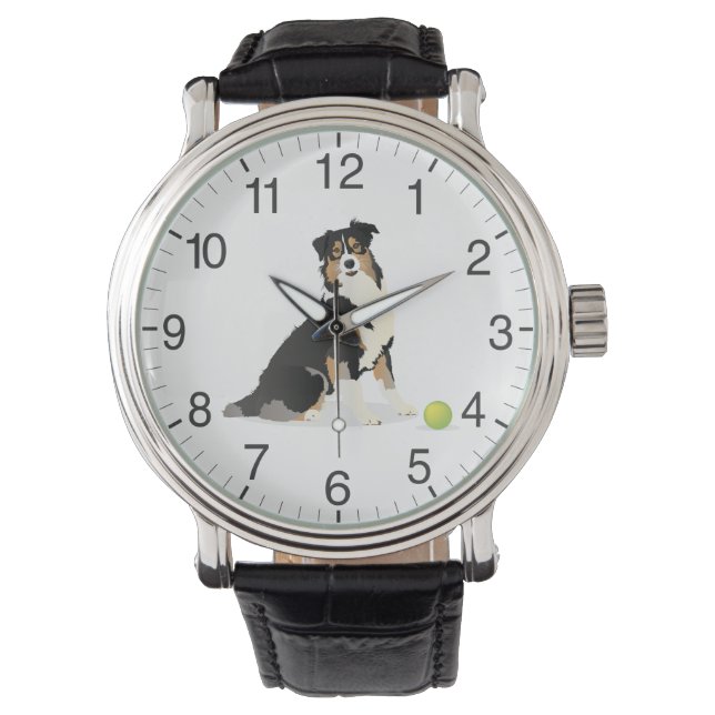 Australian Shepherd Dog Horloge (Voorkant)