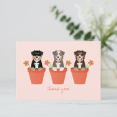 Australian Shepherd Dog in Flower Pot Bedankkaart (Staand voorkant)