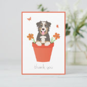 Australian Shepherd Dog in Flower Pot Bedankkaart (Staand voorkant)