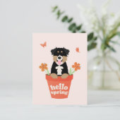 Australian Shepherd Dog in Flower Pot Briefkaart (Staand voorkant)