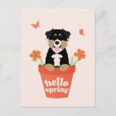 Australian Shepherd Dog in Flower Pot Briefkaart (Voorkant)