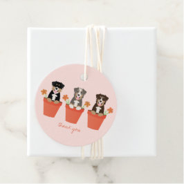 Australian Shepherd Dog in Flower Pot Dank u Bedankjes Labels