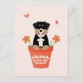 Australian Shepherd Dog in Flower Pot Dank u Briefkaart (Voorkant)