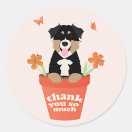 Australian Shepherd Dog in Flower Pot Dank u Ronde Sticker