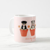 Australian Shepherd Dog in Flower Pot Koffiemok (Voorkant links)
