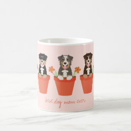 Australian Shepherd Dog in Flower Pot Koffiemok