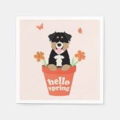 Australian Shepherd Dog in Flower Pot Servet (Voorkant)
