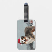 Australian Shepherd Dog in Sneeuwkerst Bagagelabel (Achterkant verticaal)