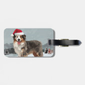 Australian Shepherd Dog in Sneeuwkerst Bagagelabel (Achterkant horizontaal)