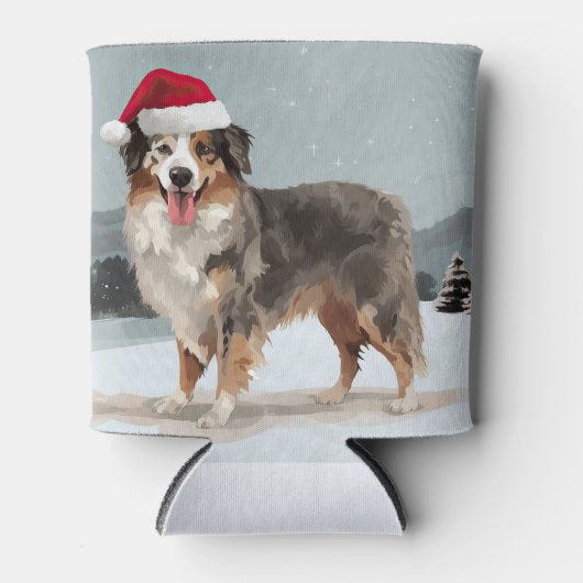 Australian Shepherd Dog in Sneeuwkerst Blikjeskoeler (Voorkant)