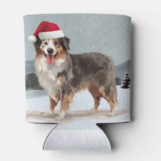 Australian Shepherd Dog in Sneeuwkerst Blikjeskoeler (Achterkant)