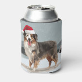 Australian Shepherd Dog in Sneeuwkerst Blikjeskoeler (Blikje Achterkant)