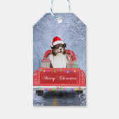 Australian Shepherd Dog in Sneeuwkerst Cadeaulabel (Voorkant)