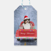 Australian Shepherd Dog in Sneeuwkerst Cadeaulabel (Achterkant)