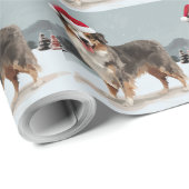 Australian Shepherd Dog in Sneeuwkerst Cadeaupapier (Rol Hoek)