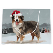 Australian Shepherd Dog in Sneeuwkerst Groot Cadeauzakje (Voorkant)