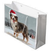 Australian Shepherd Dog in Sneeuwkerst Groot Cadeauzakje (Voorkant Gekanteld)