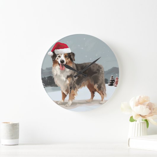 Australian Shepherd Dog in Sneeuwkerst Grote Klok (Huis)