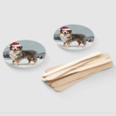 Australian Shepherd Dog in Sneeuwkerst Handwaaier (Niet-gemonteerd)