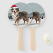 Australian Shepherd Dog in Sneeuwkerst Handwaaier (Voorkant en achterkant)