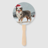 Australian Shepherd Dog in Sneeuwkerst Handwaaier (Voorkant)