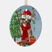 Australian Shepherd Dog in Sneeuwkerst Keramisch Ornament (Rechts)