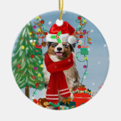 Australian Shepherd Dog in Sneeuwkerst Keramisch Ornament (Voorkant)