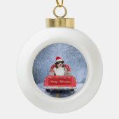 Australian Shepherd Dog in Sneeuwkerst Keramische Bal Ornament (Voorkant)