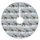 Australian Shepherd Dog in Sneeuwkerst Kerstboom Rok (Voorkant)