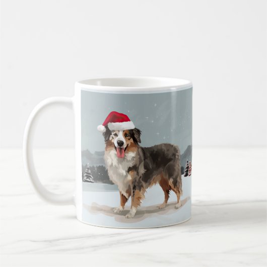 Australian Shepherd Dog in Sneeuwkerst Koffiemok (Links)
