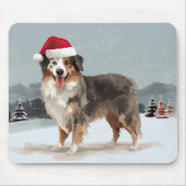 Australian Shepherd Dog in Sneeuwkerst Muismat (Voorkant)