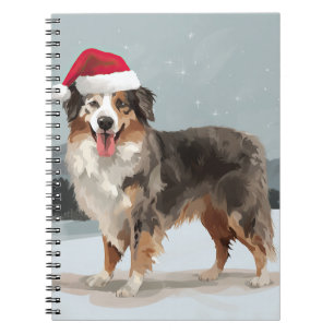 Australian Shepherd Dog in Sneeuwkerst Notitieboek