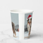 Australian Shepherd Dog in Sneeuwkerst Papieren Bekers (Rechts)
