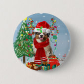 Australian Shepherd Dog in Sneeuwkerst Ronde Button 5,7 Cm (Voorkant)