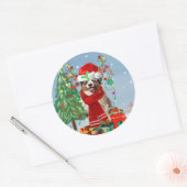 Australian Shepherd Dog in Sneeuwkerst Ronde Sticker (Envelop)