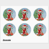 Australian Shepherd Dog in Sneeuwkerst Ronde Sticker (Vel)