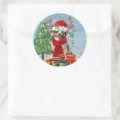 Australian Shepherd Dog in Sneeuwkerst Ronde Sticker (Tas)