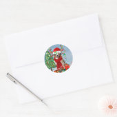 Australian Shepherd Dog in Sneeuwkerst Ronde Sticker (Envelop)