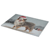 Australian Shepherd Dog in Sneeuwkerst Snijplank (Hoek)