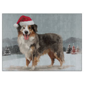 Australian Shepherd Dog in Sneeuwkerst Snijplank (Voorkant)