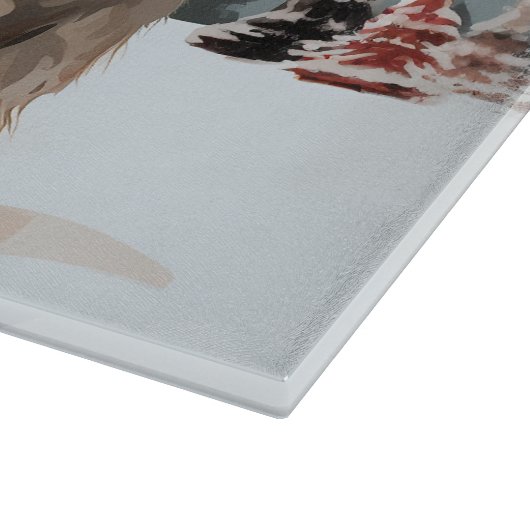 Australian Shepherd Dog in Sneeuwkerst Snijplank (Hoek)