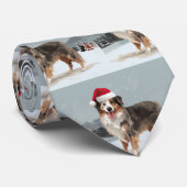 Australian Shepherd Dog in Sneeuwkerst Stropdas (Opgerold)