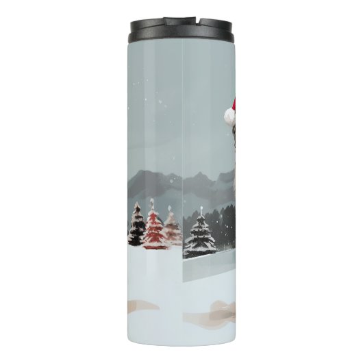 Australian Shepherd Dog in Sneeuwkerst Thermosbeker (Achterkant)