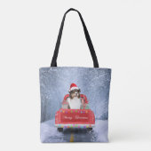 Australian Shepherd Dog in Sneeuwkerst Tote Bag (Achterkant)
