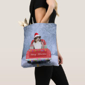 Australian Shepherd Dog in Sneeuwkerst Tote Bag (Dichtbij)