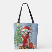 Australian Shepherd Dog in Sneeuwkerst Tote Bag (Achterkant)